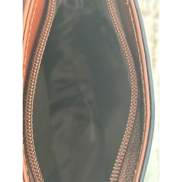 Vera Pelle Italian‎ Leather Handbag Crossbody Blue With Brown Silvertone - Picture 13 of 16